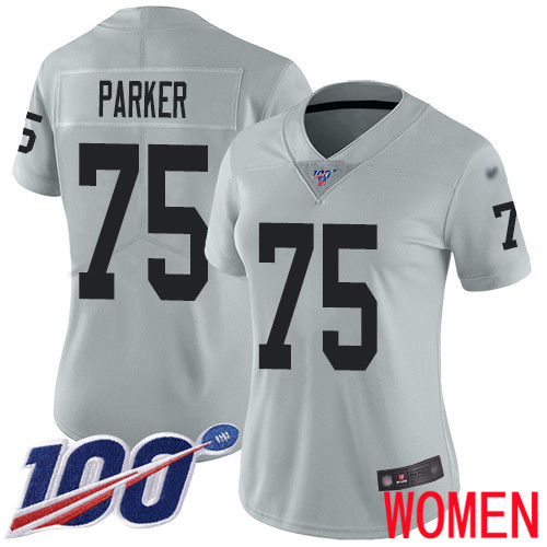 Oakland Raiders Limited Silver Women Brandon Parker Jersey NFL Football #75 100th Season Inverted Jersey->women nfl jersey->Women Jersey